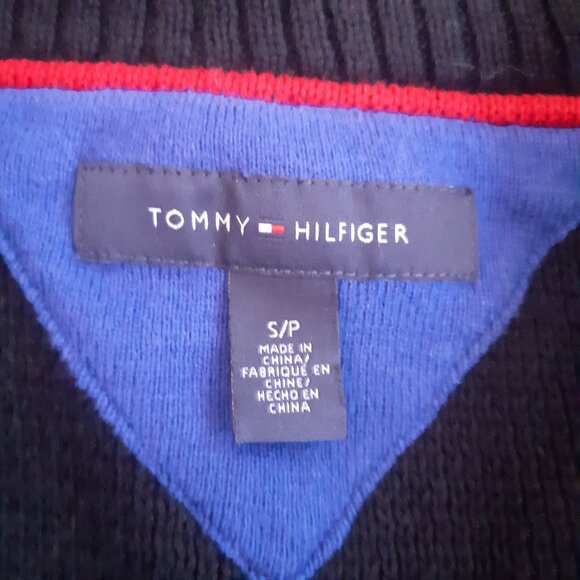 Tommy Hilfiger SZ S Black Cotton Men's 2 Button Shawl Collar Pullever Sweater - Picture 4 of 12
